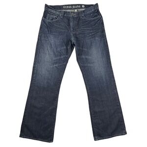 Guess Jeans Cliff Relaxed Boot Mens 36x32 Dark Wash Rigid Denim